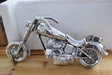 B-Ware Dekofigur Chopper Motorrad silber aus Polyresin 31x15x8cm mit Farbfehler