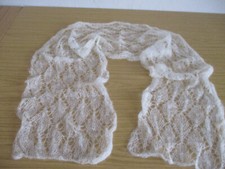 Schal selbstgestrickt weiß Handarbeit 25 cm x 145 cm