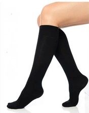 6/12 Paar Kniestrümpfe Herren Damen Schwarz Baumwolle mit Komfortbund Schwarz 