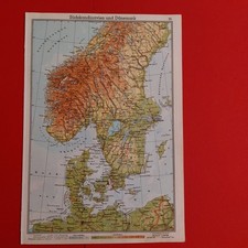  Orig.(1955) Landk. Skandinavien ,Island Norwegen, Schweden ,Norw.Fjordküste