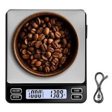 ACCT Mini-Kaffeewaage mit Timer, USB-Ladefunktion, 2000g/0,1g, LCD-Display, Tara