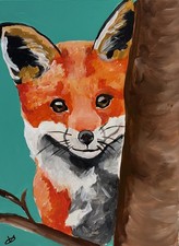 Original Gemälde Fuchs Tiere