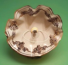 Schöne Wellenförmige Deckenlampe. Milchglas mit Blumenmuster. Stromkabel vorh.