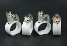 4x Rudolf Kämmer Volkstedt Serviettenringe Serviettenhalter aus Porzellan Katzen