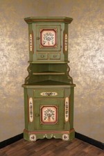 Voglauer Eckschrank Altgrün Anno 1700 Massiv Vintage Handbemalt Bauernhaus Antik