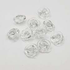 10 Rosen Knöpfe 1,3cm Blumen transparent zum Nähen Basteln Verzieren Kleidung