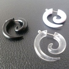 Fake Spirale Schnecke Plug Sichel Ohr Dehnungssichel Schwarz Klar Weiß 6 mm