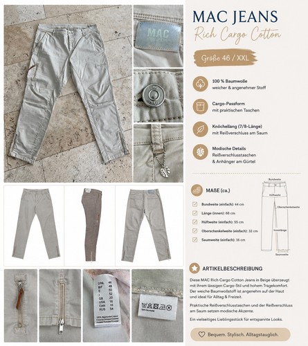 Mac damen jeans hose - mac, 7/8