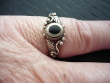 Ring silber 925 Sterling schwarzer Stein Onyx ca. 54 Ringgröße