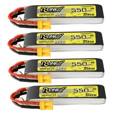 4X Tattu R-Line 550mAh 7.4V 95C 2S Lipo Akku XT30 Stecker For FPV Racing Drone