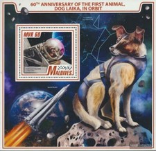 Malediven Block 1102 (kompl. Ausg.) postfrisch 2017 Laika im Orbit