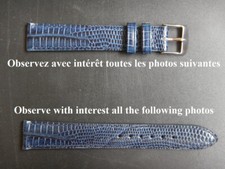 16 Mm Armband Genäht Marineblau In Echtem Kalbsleder Im Teju-Echsen-Look