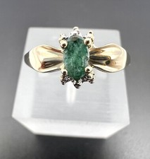 ? Entourage Ring• Smaragd • 375.Gelbgold 10K • DE 54/14 • Oval 0,30ct • Vintage