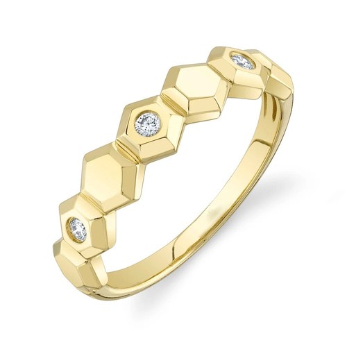 Diamant sechseck ring 14k - sechseck,