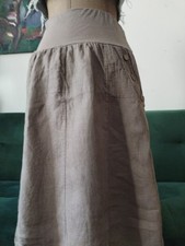 100% Leinen/Linen Skirt Rock Cappuccino Farbe mit den Taschen Ohne Etikett 38 40