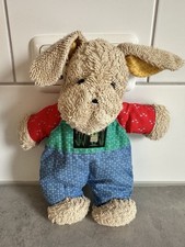 SIGIKID Hund FIPS Kuscheltier Frottee 28cm Latzhose Frosch 80er Jahre Vintage