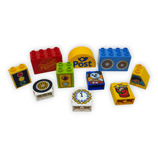 Lego Duplo Motivstein Bedruckt Gelb Rot Weiß Blau Grün Rund Rechteck Schräg Auto