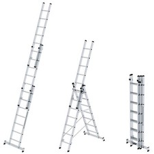 MUNK Mehrzweckleiter 3-teilig mit Nivello-Traverse Alu Vielzweckleiter