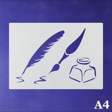 A4 Schablone Wandschablone Schreibfeder Kiel Tintenfass - MA99