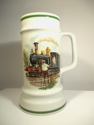 Bierkrug mit eisenbahn motiv - bierkrug,