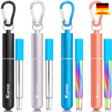 Edelstahl Teleskop Strohhalm | Verstellbar bis 23cm | Mit Schlüsselanhänger