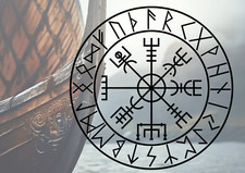 12 cm x 12 cm Auto Aufkleber Viking Wikinger Rune Vegvisir Rund