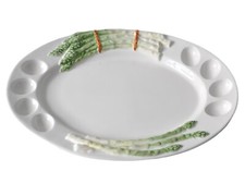 BASSANO KERAMIK gr. SPARGEL Platte oval 46 cm Spargel Grün MEDITERRANES GESCHIRR