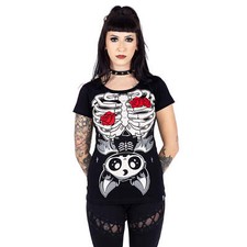 Cupcake Cult T-Shirt Schwarz Ribcage Bat