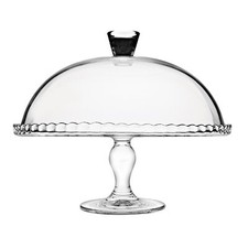 Patissiere Tortenplatte Kuchenteller auf Fuß mit Deckel Glasglocke 32 cm Glas
