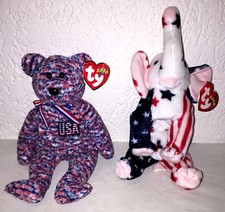 The Beanie Babies Collection Stofftier USA ty2000 Teddy & Elefant mit Ettiket