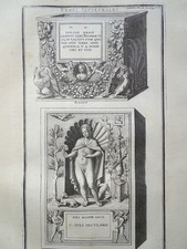 Asche- Urne Antike röm. Grabmal Schriftzüge Venus Montfaucon Kupferstich 1722