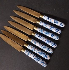 Rarität Rauenstein / Thüringen Vogelmuster 7 Obstmesser - Griffe Acier Bronce