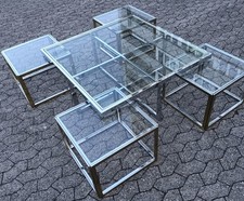 60er Couchtisch Charles Maison Chrom Gold Glas side coffee table nesting Vintage