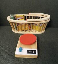 Spielzeug Korb und Wage für Einkaufsladen Holz