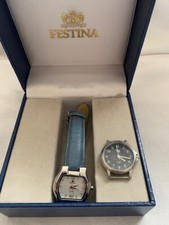 King Quartz Damen Uhr, Lederarmband, in blau, ca. 20,5 cm, gratis Uhr u. Box