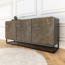 Massives Sideboard - SNAKE - 160cm - braun - Mangoholz mit 3D Schnitzereien