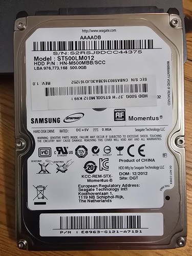 Samsung 500gb sata - 500gb, 2,5"