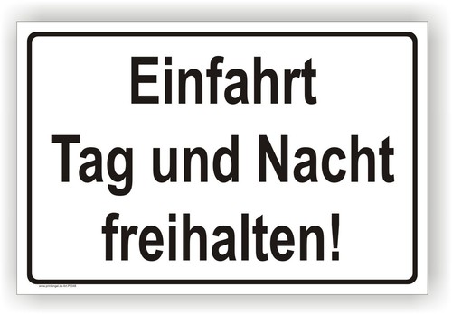 Schild einfahrt tag - und, nacht