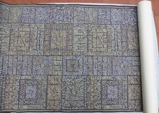  50er Jahre Tapete, Quadrate Rechtecke auf schwarzem Grund, blass grün, beige 