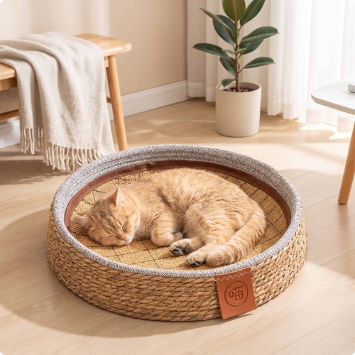 Katzenkorb aus pflanzenfaser - katzenkorb,