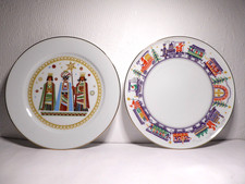 2 Weihnachtsteller H&G Selb Germany Bavaria Heinrich Hl. 3 Könige Lokomotive