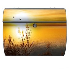 Briefkasten Sonne See Urlaub Ferien Ufer Sonnenuntergang Schilf Wasser Natur