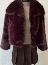 Hippie Pelzjacke Fake Fur Jacke Kurz Fell Webfell Burgundy Neu Winterjacke
