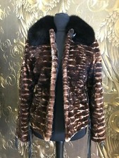 NERZ GESCHOREN JACKE BRAUN PELZ SAMT NERZ VISONE NERZJACKE PELZ JACKE FELL JACKE