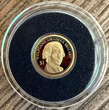 2016 Fiji $1 Mozart 0.5 g Gold (Au 585) Proof — Uncirculated in Capsule with COA