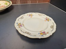 Kuchenteller Gebäckteller Teller Porzellan Blumen RUND GOLD Ca 24 Cm