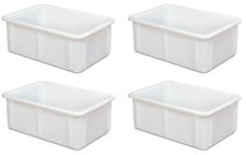 4x 40 Liter Lebensmittelbehälter, weiß, PE-HD, LxBxH 600 x 400 x 215 mm