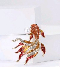 Brosche Fisch Goldfarben mit