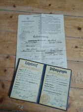 Lehrbrief mit Prüfungszeugnis und Lehrvertrag als Mechaniker, 1937/1940