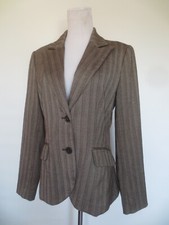 Herbst Stretch Blazer Jacke H&M 36 38 "grau weinrot Fischgrat"  /E4